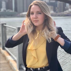 H&M Yellow Ruffle Front Sleeveless Blouse